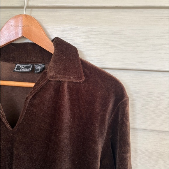 LM Landmark vintage 70s-80s gaucho shirt brown velour men’s sz M pullover EUC - Picture 11 of 11